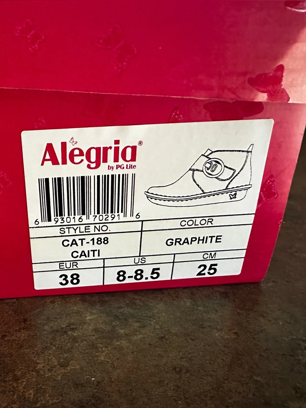 Alegria Caiti Ankle Boots Brand New in Box Sz 38 8-81/2 Graphite